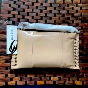 Nine West Cream Clutch with Gold Accents